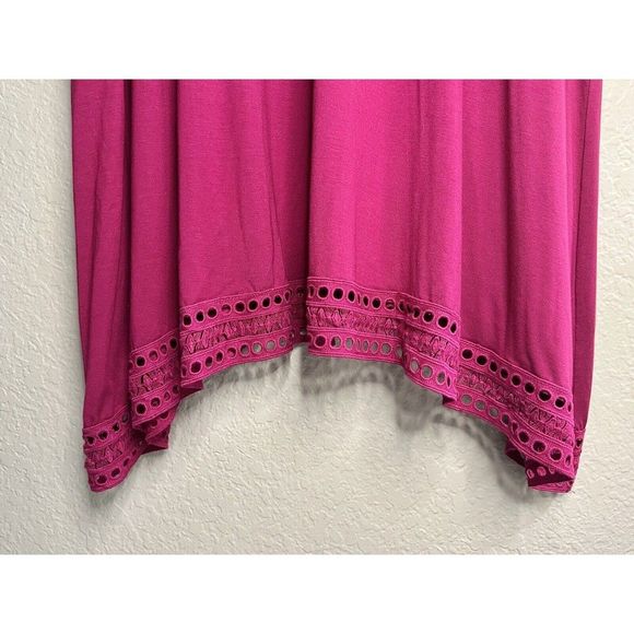 Catherines NWT Magenta Eyelet Trim Short Sleeve Dress Womens Plus Size 1X - Picture 9 of 12